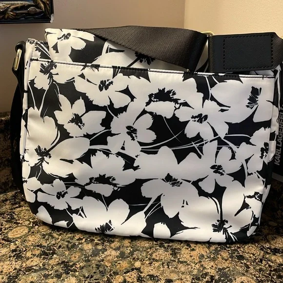 Karl Lagerfeld Paris Cara White/Black Floral Crossbody Retail 168.00 NWT - Picture 5 of 13